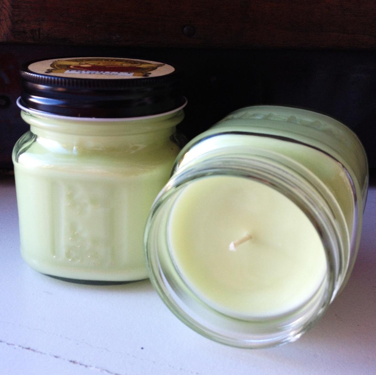 Fresh Cut Grass 8 Ounce Soy Blend Square Mason Jar Candle On Luulla