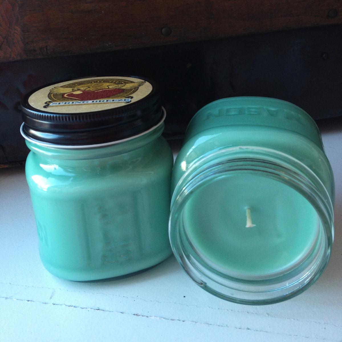 Spring Breeze 8 Ounce Square Mason Jar Soy Blend Candle